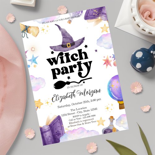 Cute Witch Party Baby Shower  Invitation