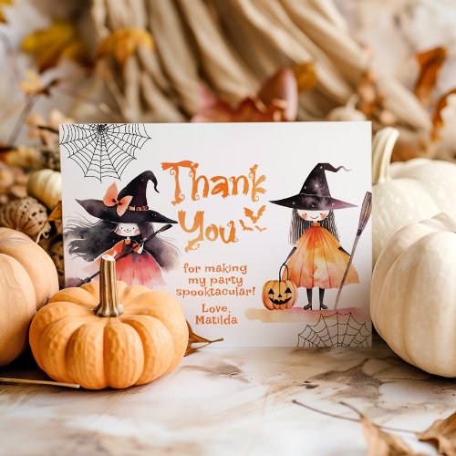 Cute Witch party Halloween birthday thank you