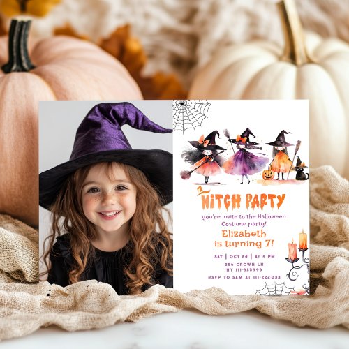 Cute Witch party Halloween Costume party photo Invitation