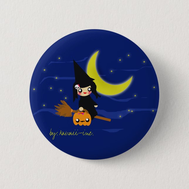 Cute witch! pinback button (Front)