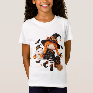Cute Witch Rag Doll Sticker, Halloween Broomstick T-Shirt