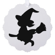 Cute Witch riding a broom Silhouette