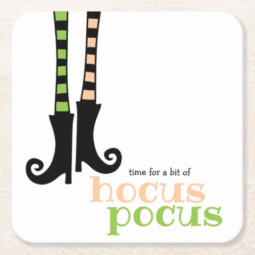 Cute Witch Stockings Boots Hocus Pocus Halloween Square Paper Coaster