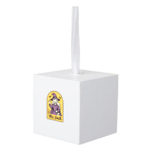 Cute Witch Teacher Mrs Smith Vintage Halloween Des Cube Ornament
