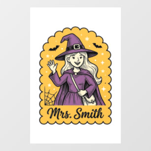 Cute Witch Teacher Mrs Smith Vintage Halloween Des Window Cling