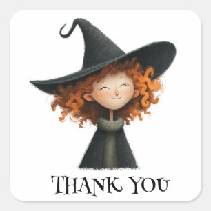 Cute Witch Thank You Stickers