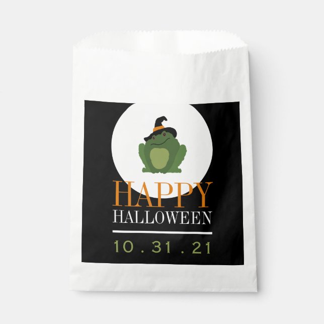 Cute Witch Toad, Halloween Favor Bag (Front)