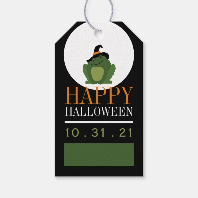 Cute Witch Toad, Halloween Gift Tags (Front)