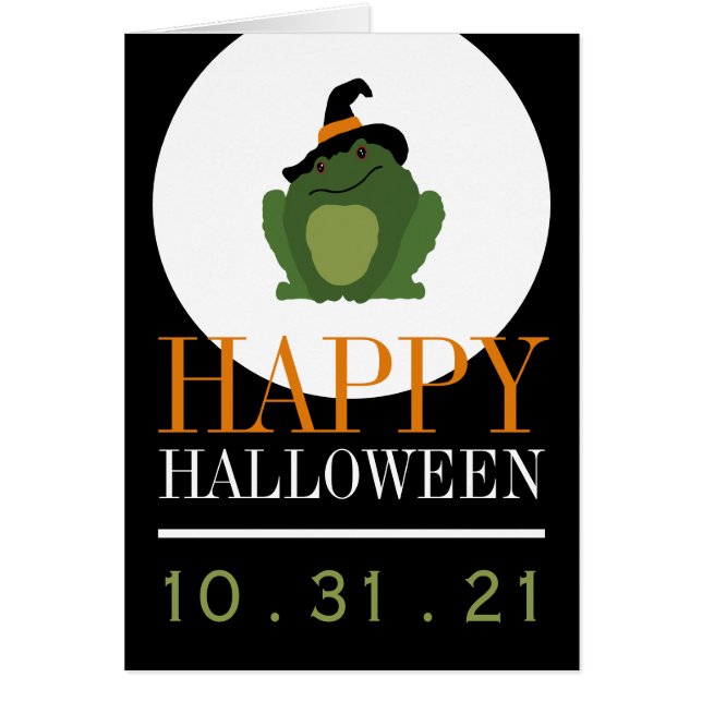 Cute Witch Toad, Happy Halloween Cards (Front)