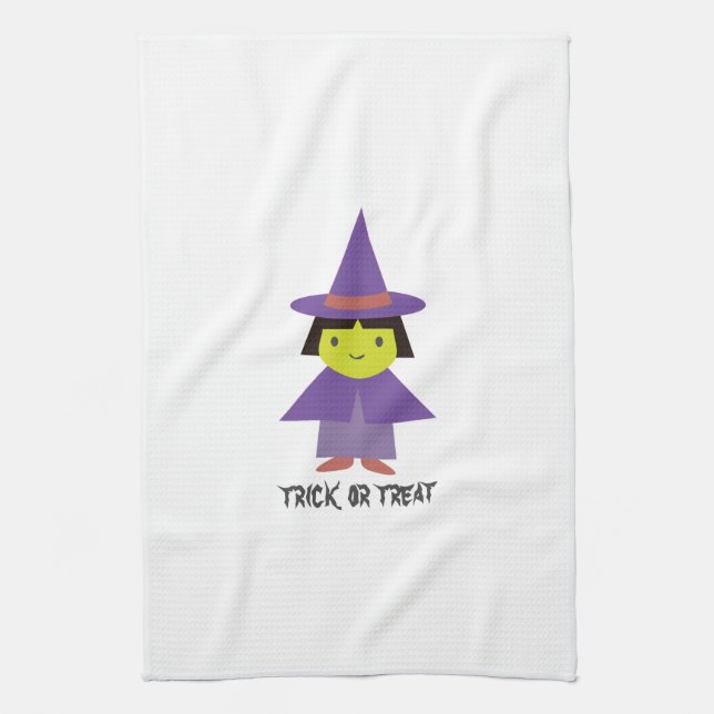 Cute Witch - Trick or Treat Kitchen Towel (Vertical)