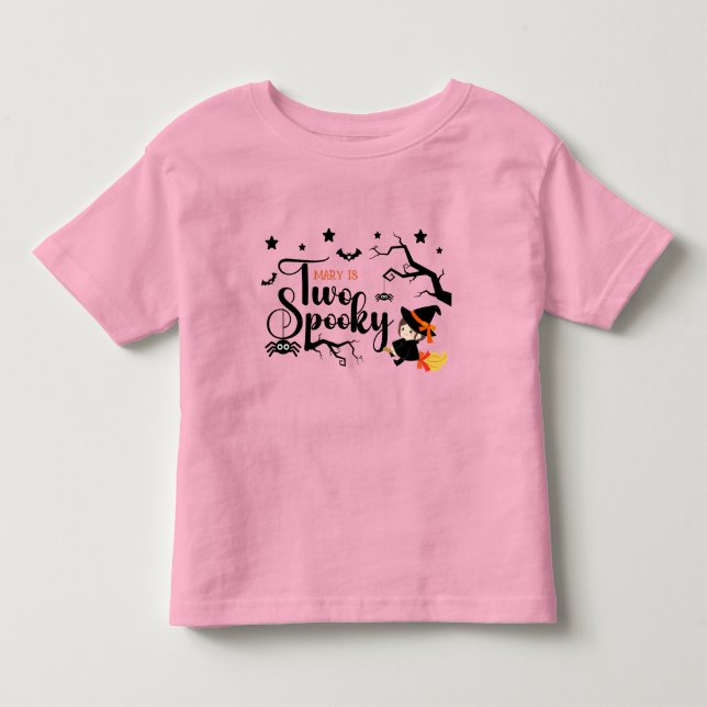Cute Witch Two Spooky Pink Halloween Toddler T-shirt (Front)