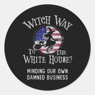 Cute Witch Way To White House Kamala Harris Mindin Classic Round Sticker