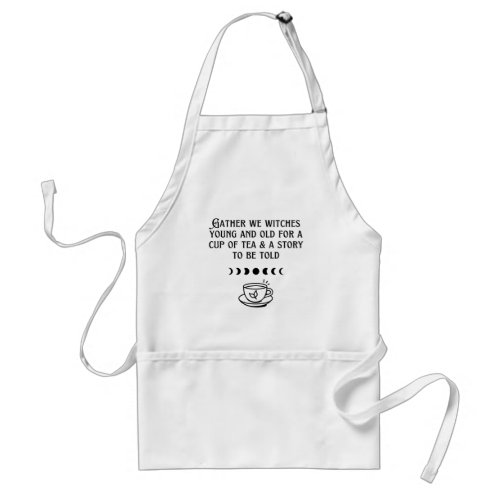 Cute Witch White Tea Gathering Apron for Women