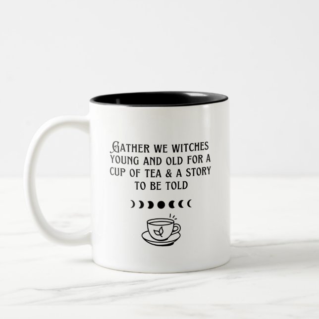 Cute Witch White Tea Gathering Coffee Mug Cup (Left)