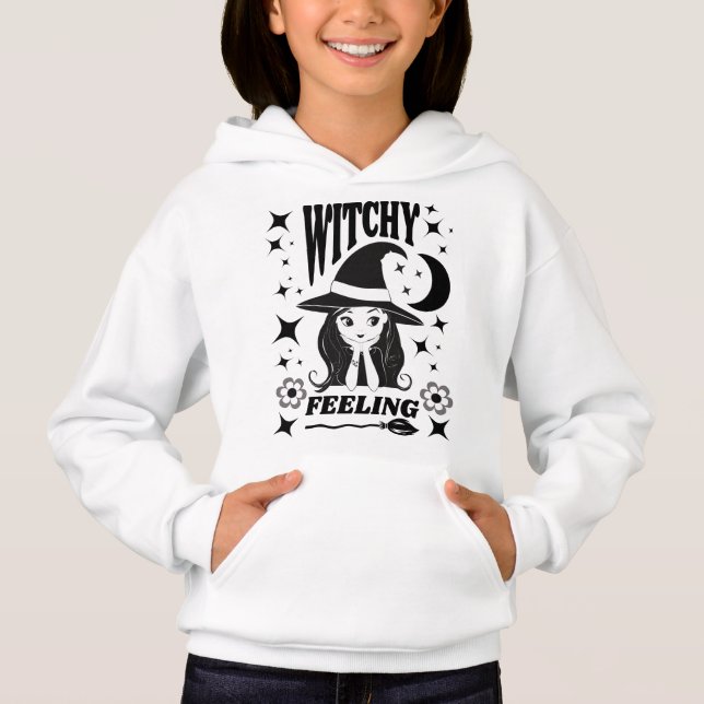 Cute witch Witchy Feeling  funny Halloween  Hoodie (Front)