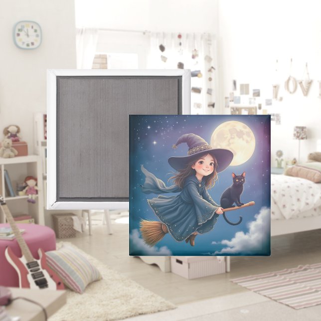 Cute Witch With Cat Magnet (Creator Uploaded)
