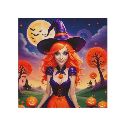 cute witch wood wall art