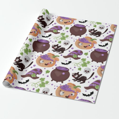 Cute Witches Brew Halloween Pattern Wrapping Paper