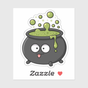 Cute Witches Cauldron Spooky Halloween Vibes Sticker