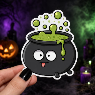 Cute Witches Cauldron Spooky Halloween Vibes Sticker
