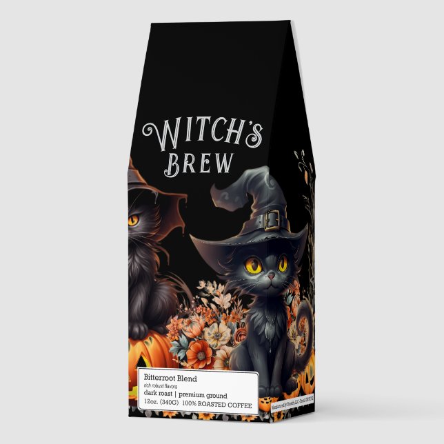 Cute Witch's Brew Halloween Favor Roasted Coffee (Front)