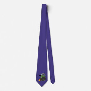 Cute Witch's Crow Looking Into A Bubbling Cauldron Neck Tie