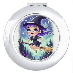 Cute Witchy Compact Mirror