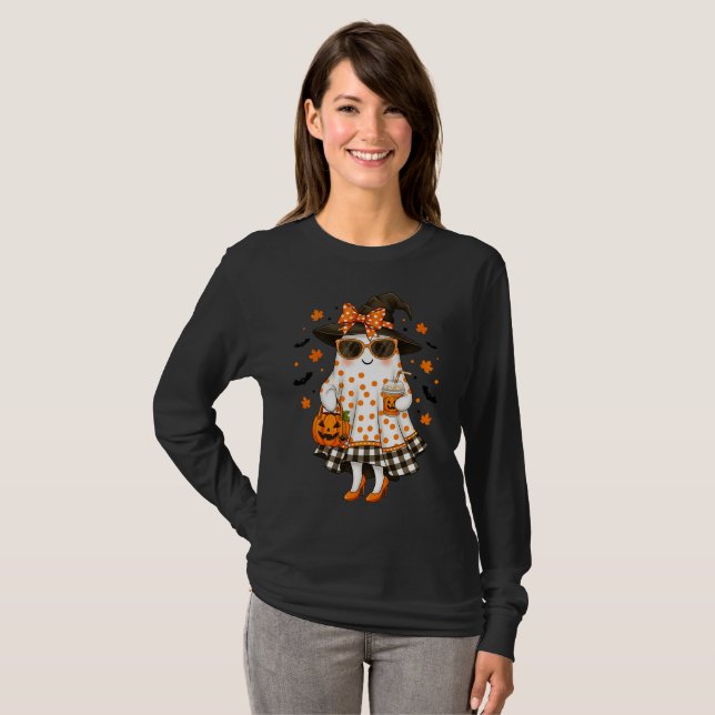 Cute Witchy Ghost Women’s Halloween T-Shirt  (Front Full)