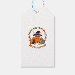 Cute Witchy Mood Halloween Highland Cow Black Cat Gift Tags