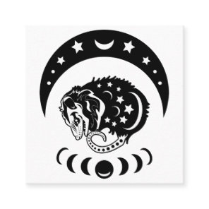 Cute Witchy Opossum Square Business Card
