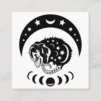 Cute Witchy Opossum Square Business Card
