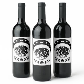 Cute Witchy Opossum Wine Label