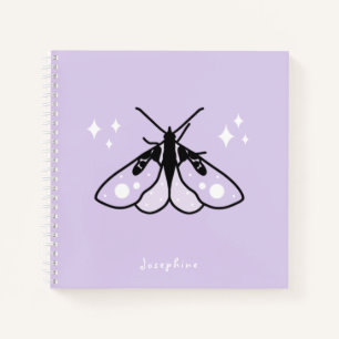 Cute Witchy Purple Moth Notebook with Name