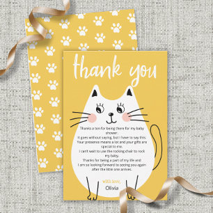 Cute Wite Kitty Cat Baby Shower thank you Card
