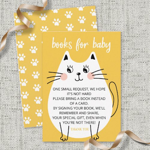 Cute Wite Kitty Cat books for baby ticket Enclosure Card