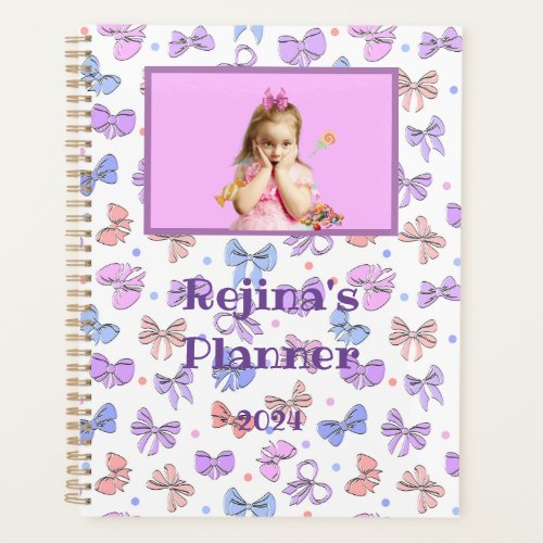 cute with Pink and purple ribbon photo name Planner