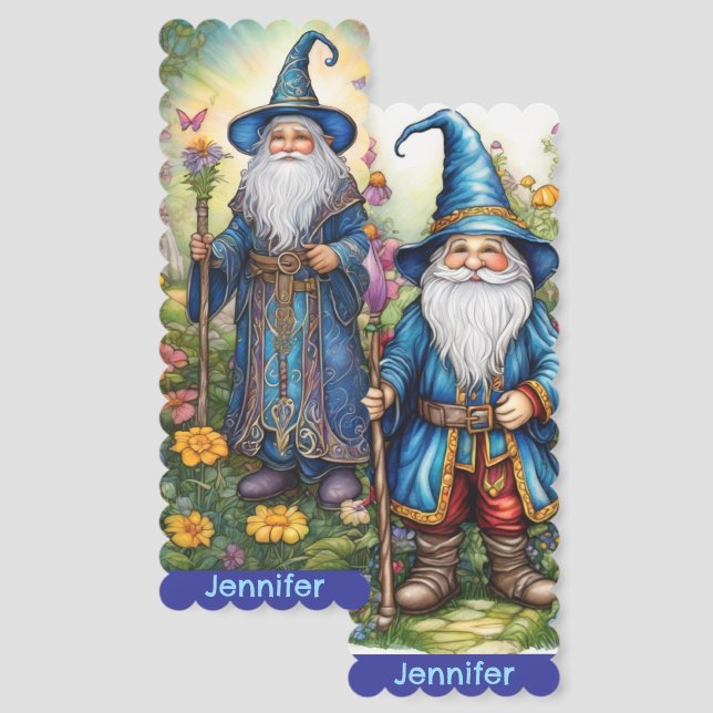 Cute Wizard Add Name Fantasy Reader's Bookmarks (Front & Back)