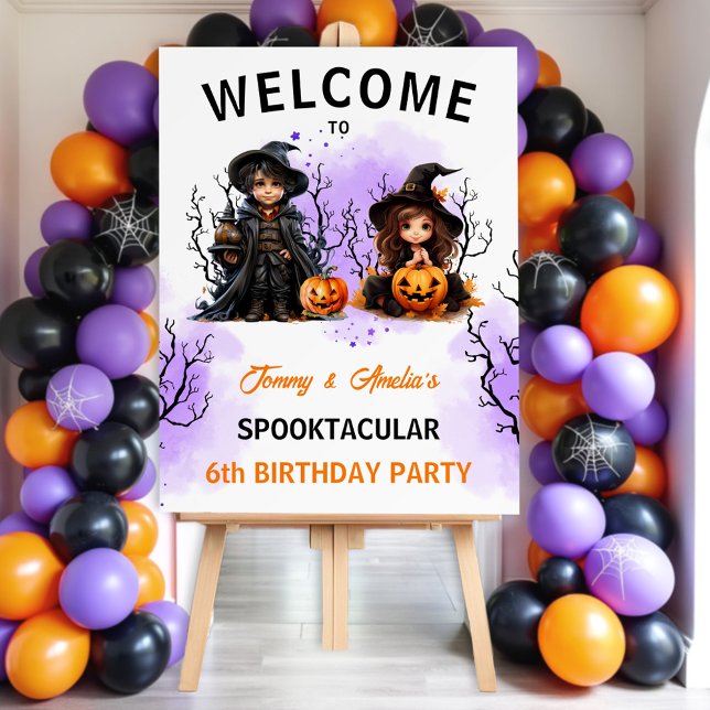 Cute Wizard and Witch Twin Halloween Birthday Foam Board (Cute Wizard and Witch Twin Halloween Birthday Foam Board)