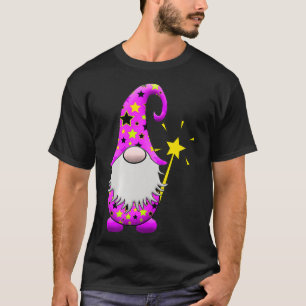 Cute Wizard Gnome Magician Magic Wand Stars Purple T-Shirt