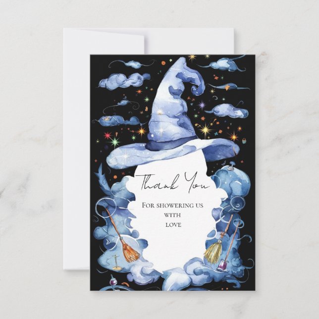 Cute Wizard Hat Baby Shower Thank You Card (Front)