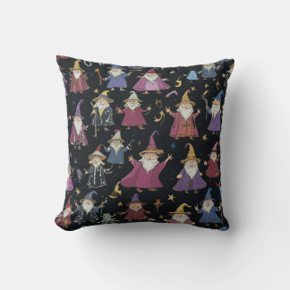 cute wizard throw pillow