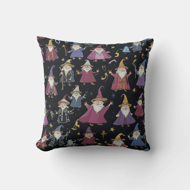 cute wizard throw pillow (Front)