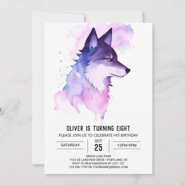 Cute Wolf Adventure Birthday Invitation (Front)
