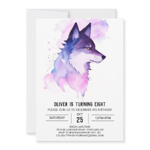 Cute Wolf Adventure Birthday Invitation