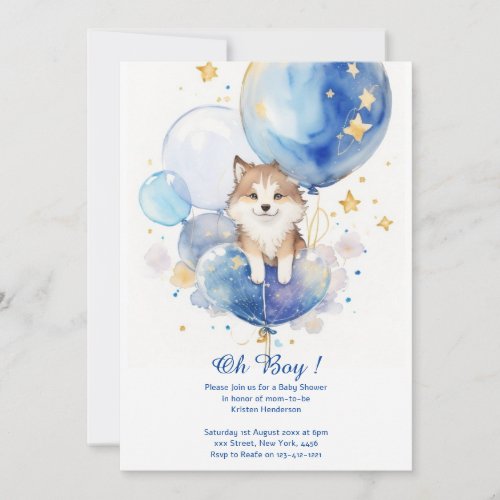 Cute Wolf Baby Shower Theme Invitation