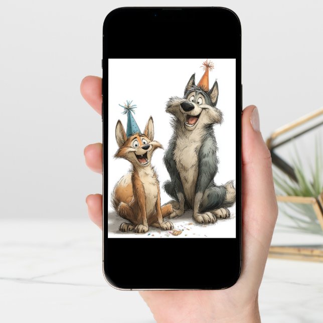 Cute Wolf Birthday  Card (Front Digital)