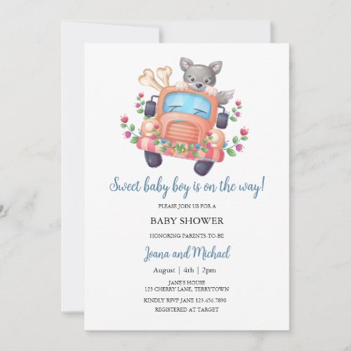 Cute Wolf Boy Baby Shower  Invitation