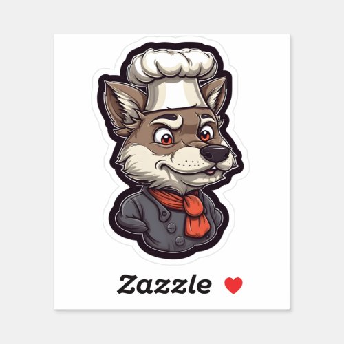 Cute Wolf Chef Adorable Animal Graphic Sticker