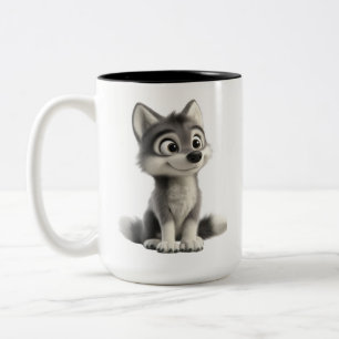 Cute Wolf Coffee Mug Adorable Husky Dog Mug