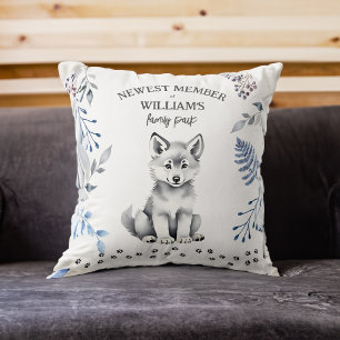Cute wolf cub baby shower baby gifts personalized  throw pillow